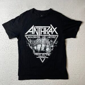 Anthrax T Shirt Mens Small Black Soldiers of Metal Band Graphic Tee Short Sleeve